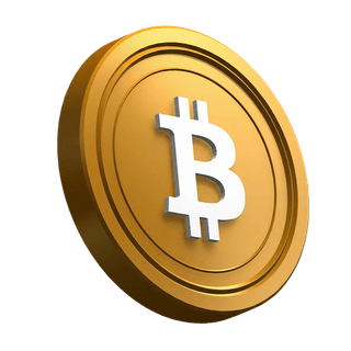 Bitcoin (BTC)-mønt placeret skråt i hero-sektionens design