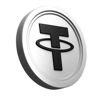 Illustration af Tether USDT-mønt i platformens informationssektion